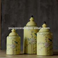 China antique Porcelain Custom Home Kitchen Storage Ceramic Dry fruit Jars with Lids