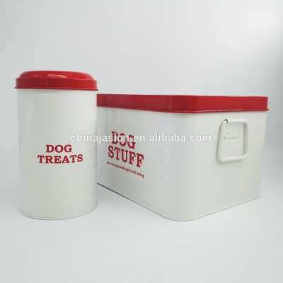 Retro Vintage Coating Metal Pet Treat Cat Dog Bird Food Tin Box Dry Food Storage Bin Container